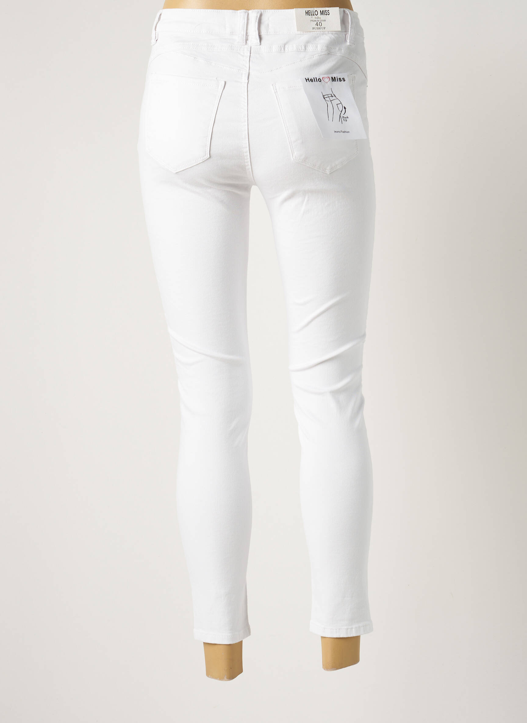 Hello Miss Jeans Coupe Slim Femme couleur blanc