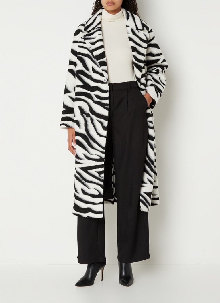 Palton dublu de lână cu imprimeu zebră Chi Chi London