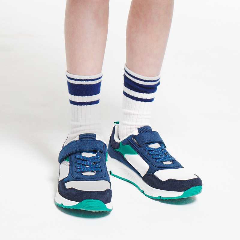 Running dadshoes lacets et scratch blanc garçon