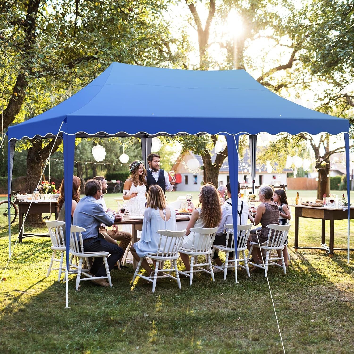 TLGREEN Pavillon Faltpavillon 3x6M, mit 4 Seitenwänden, Partyzelt UV Schutz 50+