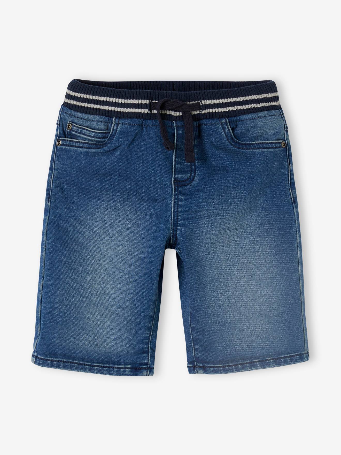 Vertbaudet Jungen Shorts mit Schlupfbund, Denim-Look - blue stone