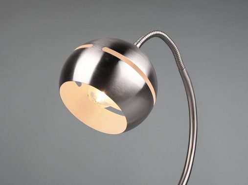 meineWunschleuchte LED Tischleuchte, Dimmer, LED wechselbar, warmweiß, groß-e Designer Schreib-tischlampe Arbeitsleuchte Silber, Höhe 42cm