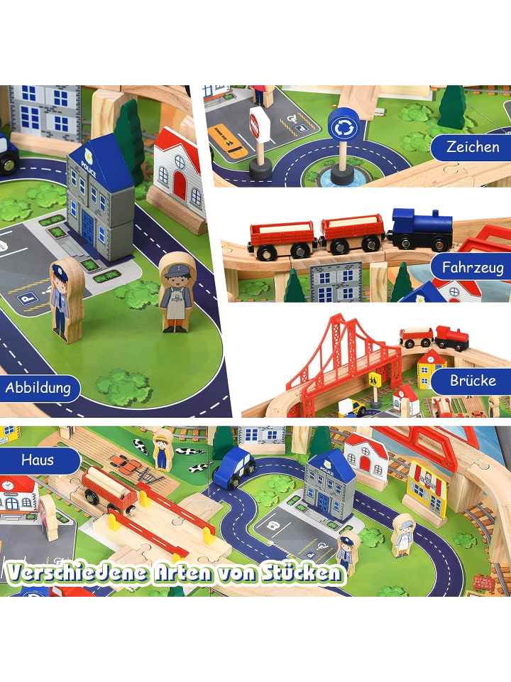 COSTWAY Holzeisenbahn in Braun günstig kaufen 78 cm