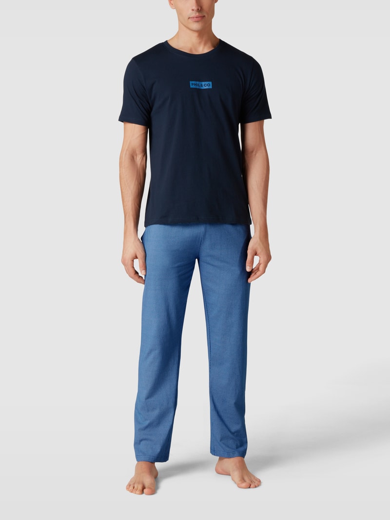 Pyjama-Hose mit Allover-Muster in hellblau