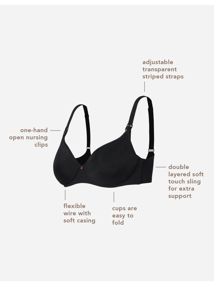 Noppies Gepolsterter Still-Bh Spacer Stripe Nursing Bra in Black günstig kaufen