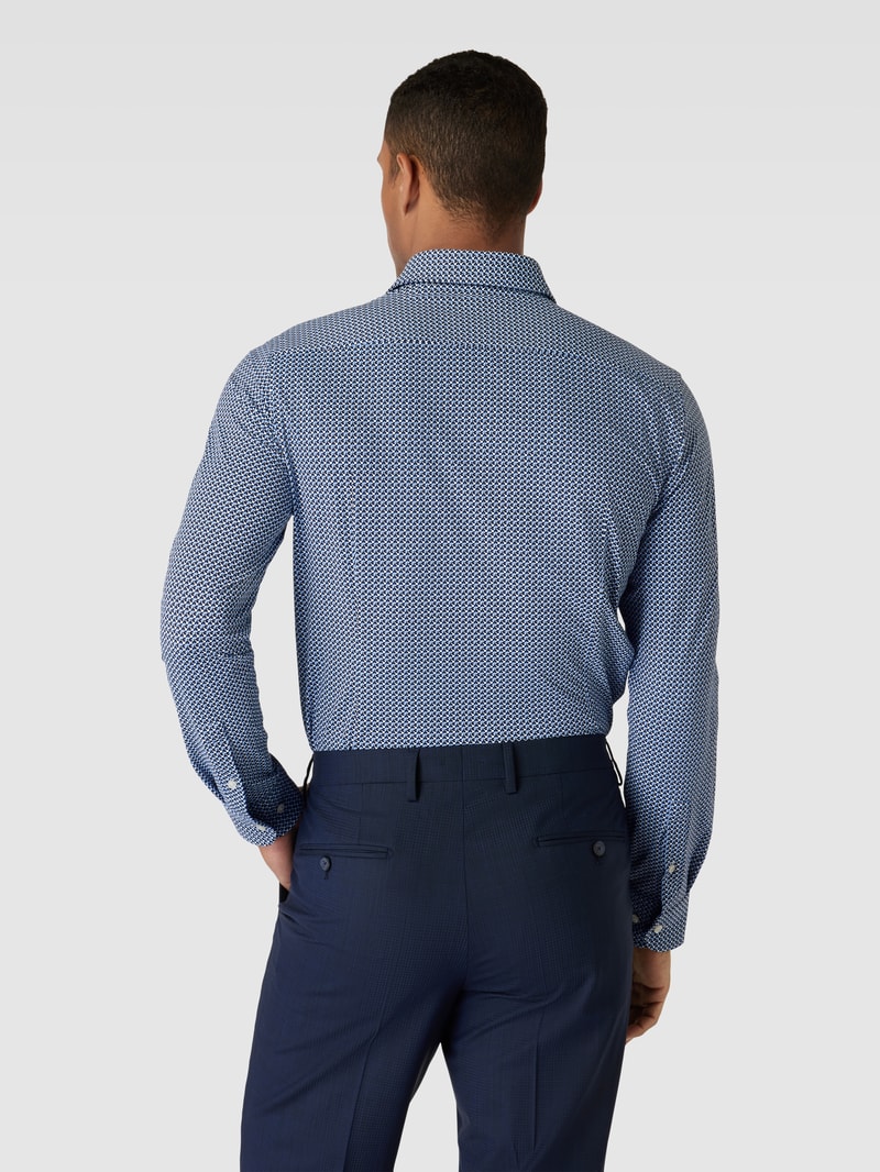Performance Fit Freizeithemd mit Allover-Muster Modell 'Hank' in blau