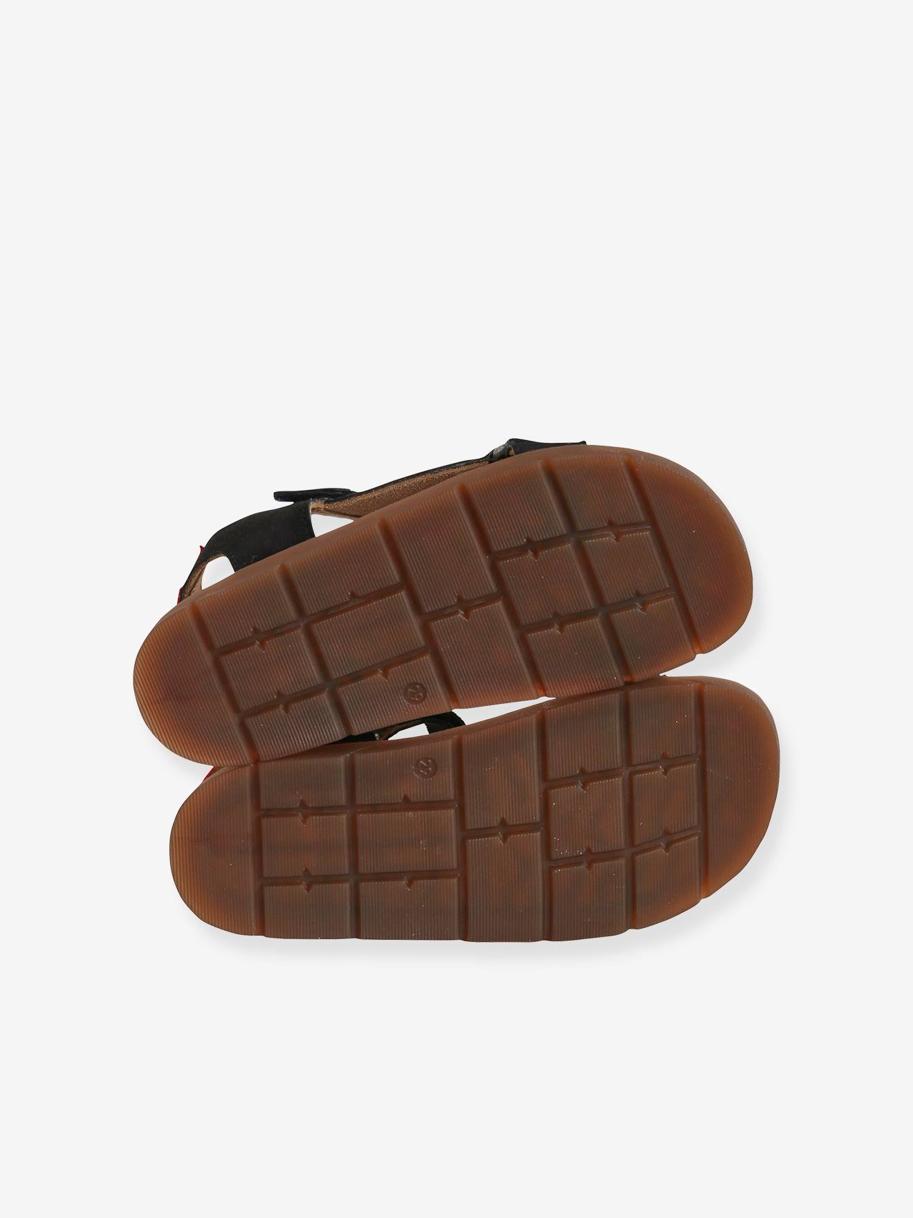 Sandales scratchées cuir enfant marine