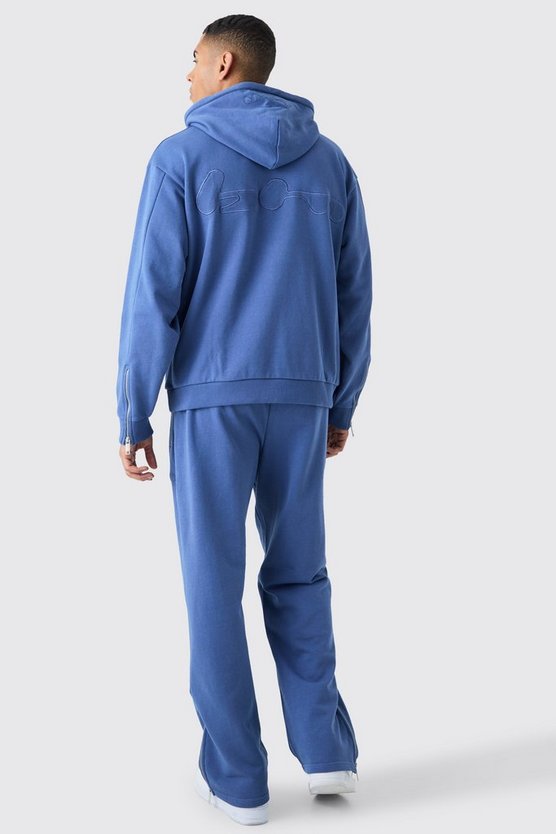 Oversize Jogginghose mit gerippter Applikation und Reißverschluss