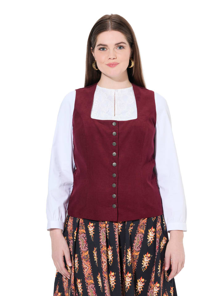Ulla Popken Trachtenbluse in weinrot günstig kaufen