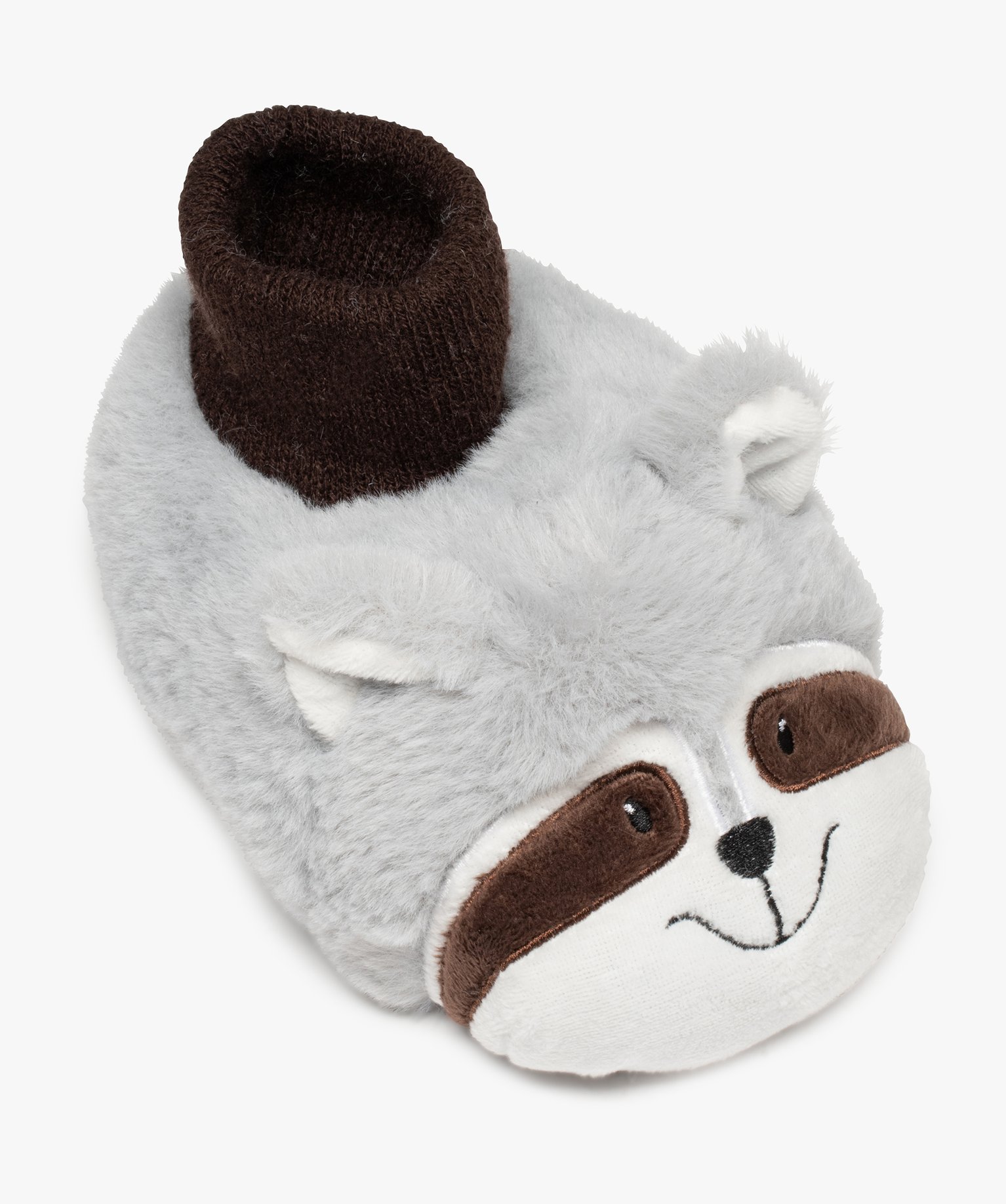 Chaussons Garçon raton laveur en 3D à col chaussette gris | GEMO