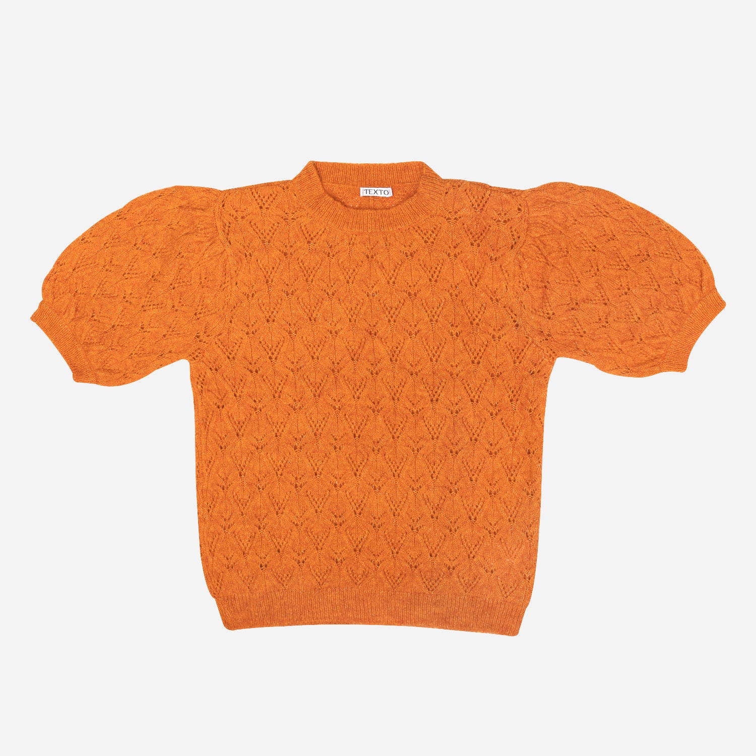 Pull TEXTO orange tricot ajouré