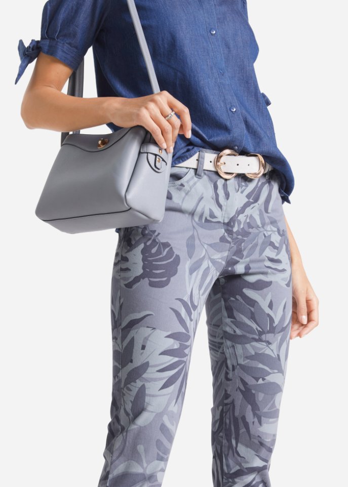 Stretch-Hose knöchellang mit floralem Druck