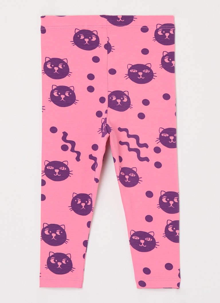Mini legginsy Rodini z organicznej bawełny z nadrukiem w kształcie falistego kota