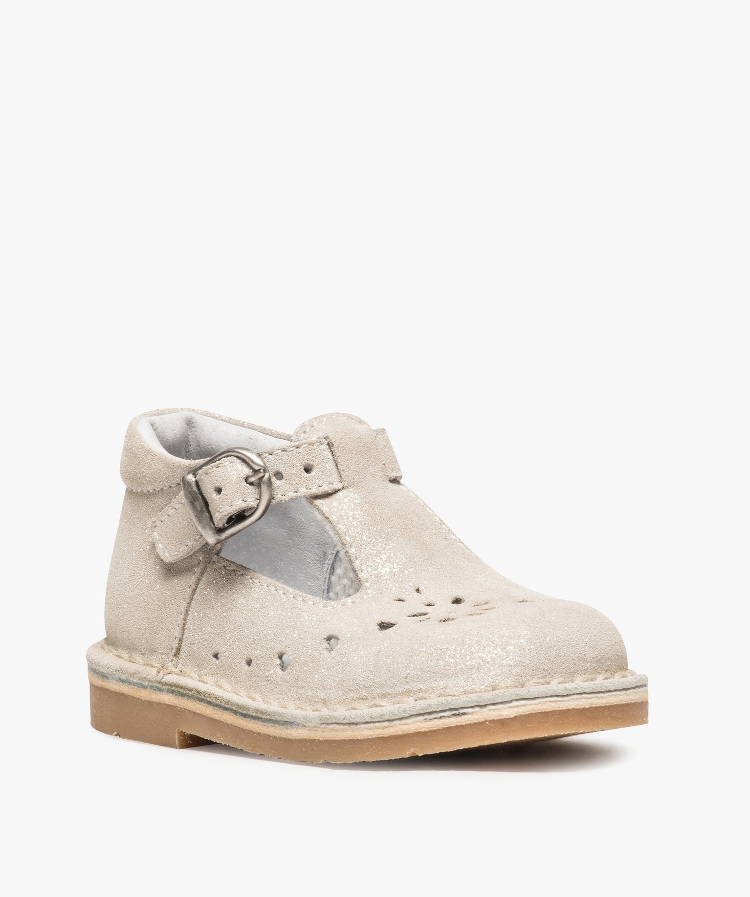 Babies bébé fille dessus cuir uni motifs perforés blanc | GEMO