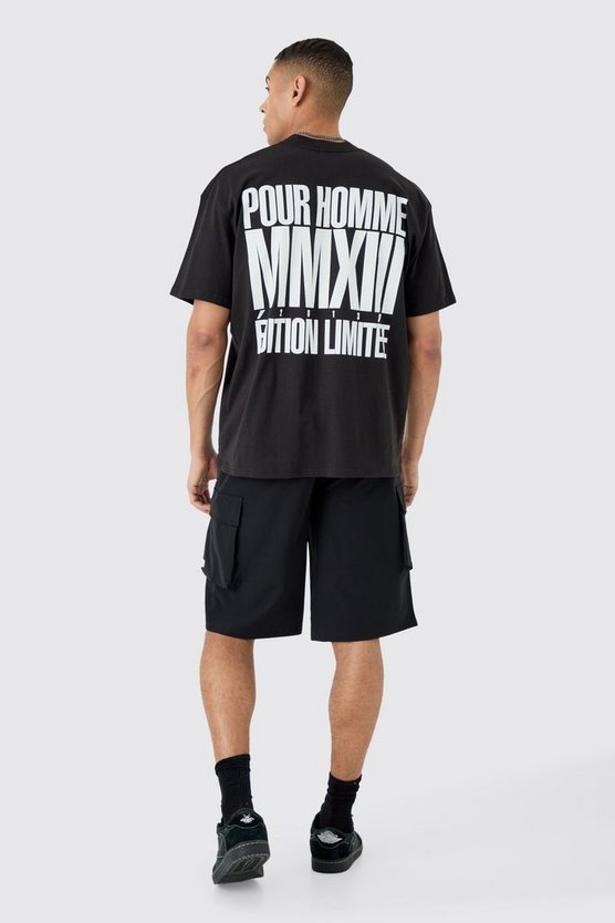 Oversize T-Shirt mit Pour Homme Print