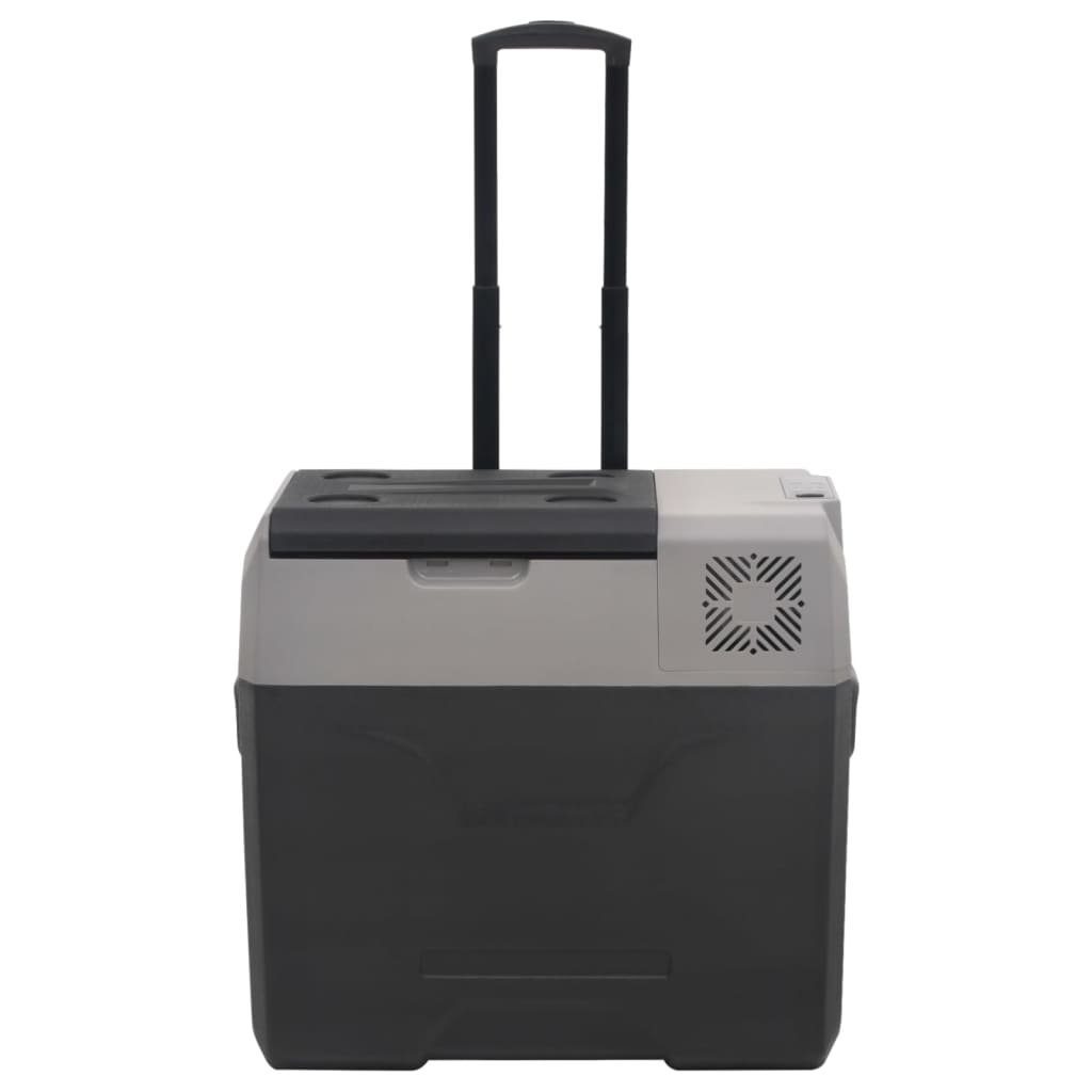 vidaXL Kühlbox Kompressor Kühlbox mit Rollen und Griff Schwarz Grau 40 L Camping Va