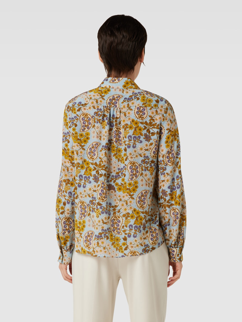 Seidenbluse mit Allover-Muster Modell 'BELFAST' in hellblau