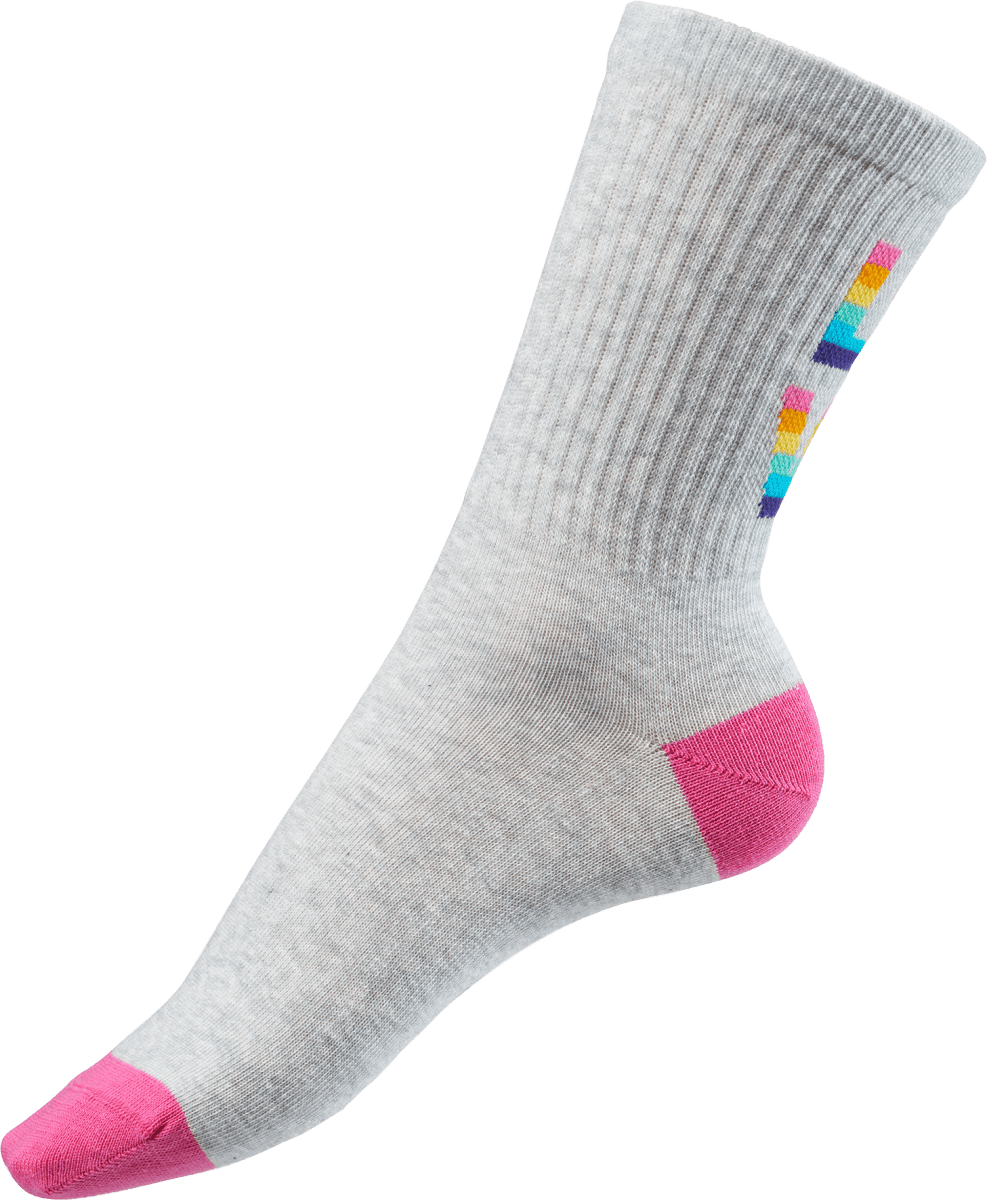 Crew Socken \Love\ grau & pink Gr. 39-42, 1 St