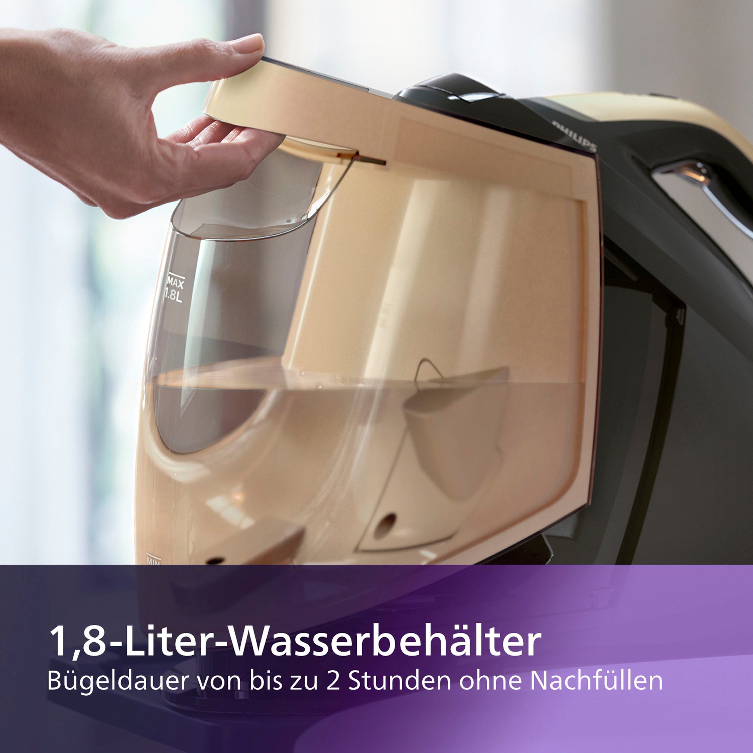 Philips Dampfbügelstation PerfectCare 8000 Series PSG8140/80, 1800 ml Wassertank, 2.700 Watt, OptimalTemp & DynamicQ Sensor, 700 gr Dampfstoß