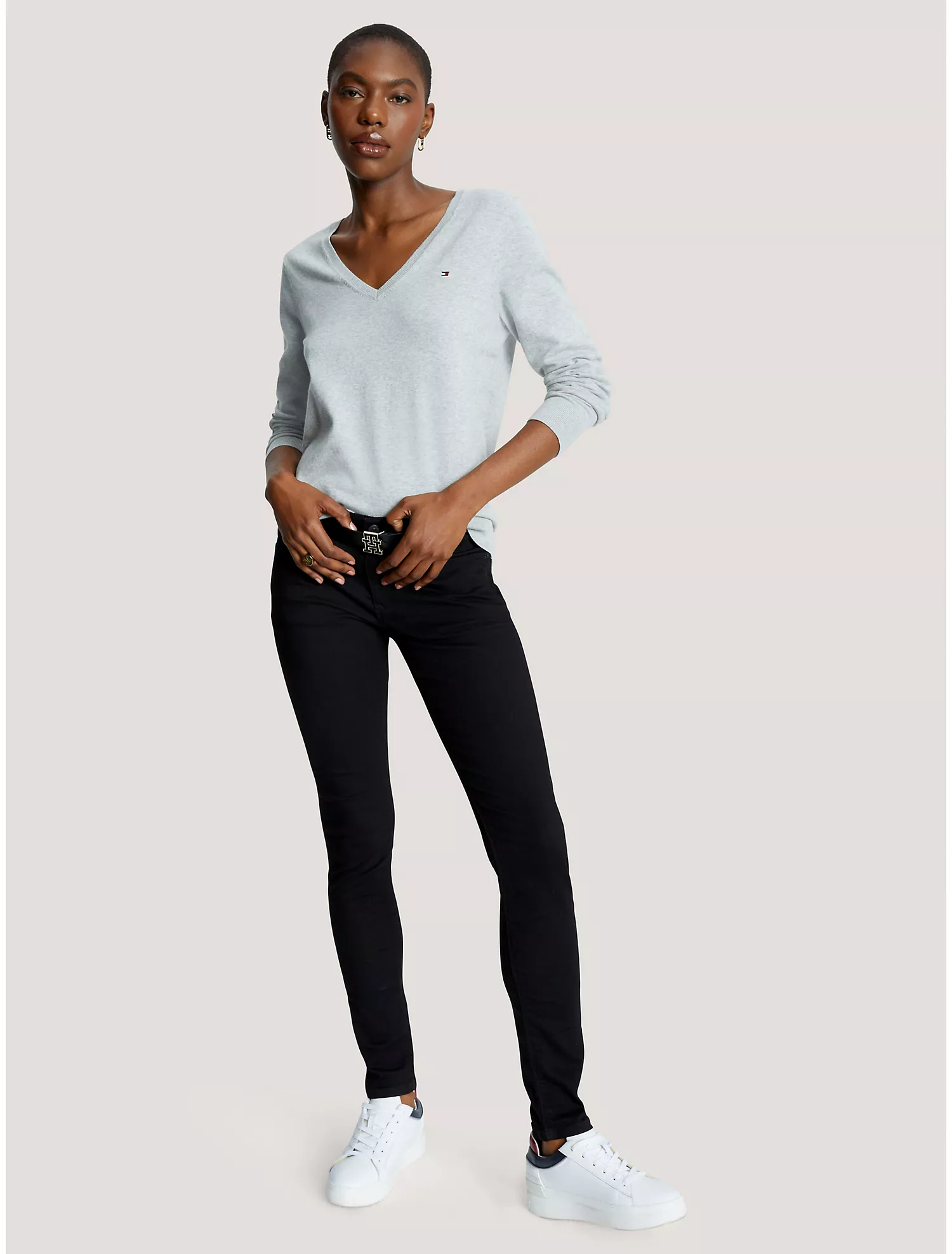 Solid V-Neck Sweater