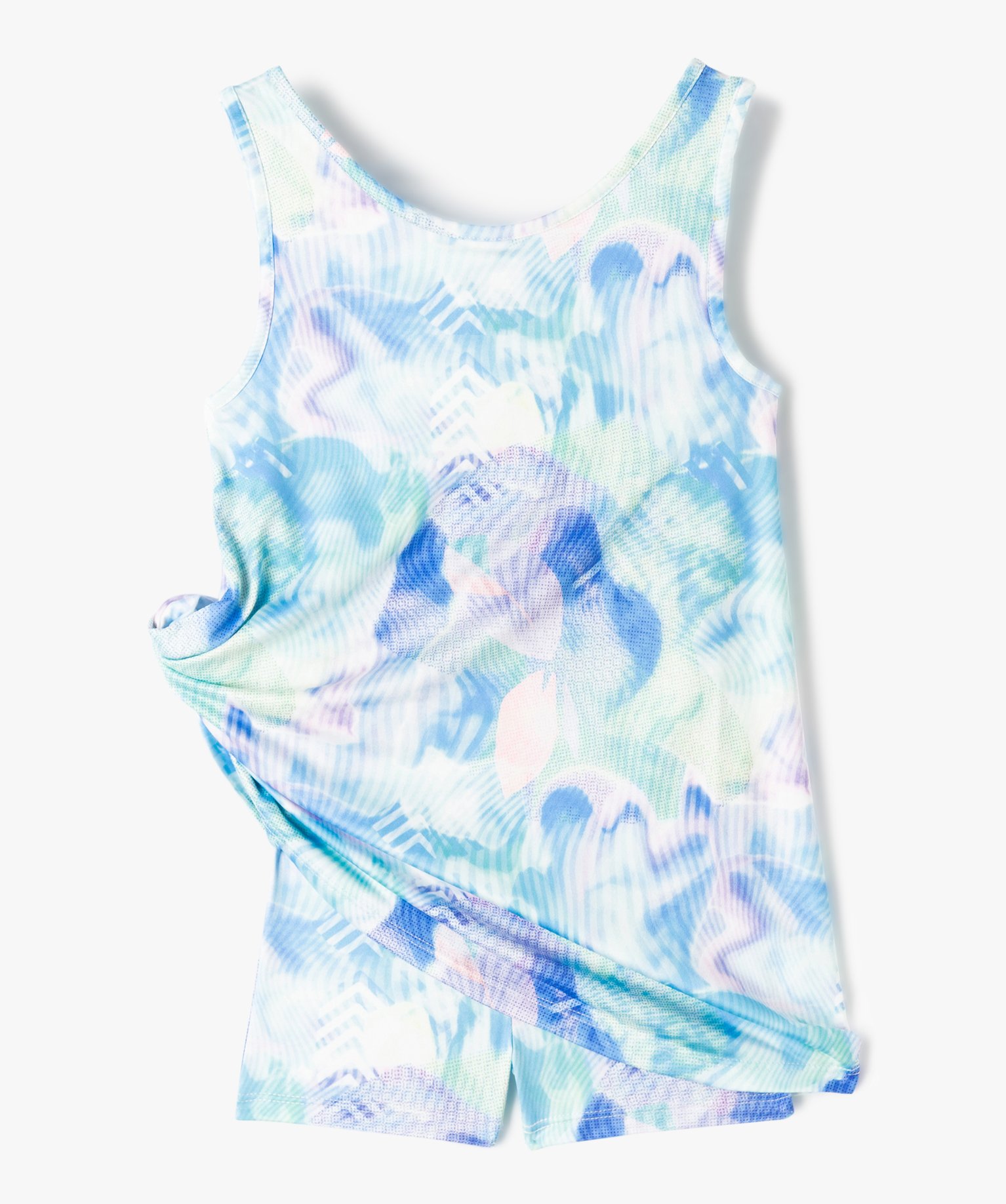 Robe fille avec combishort intégré en microfibre bleu | GEMO