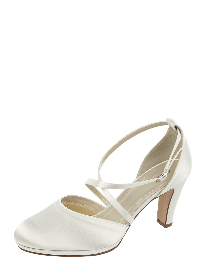 Pumps aus Satin mit gekreuzten Riemen in offwhite