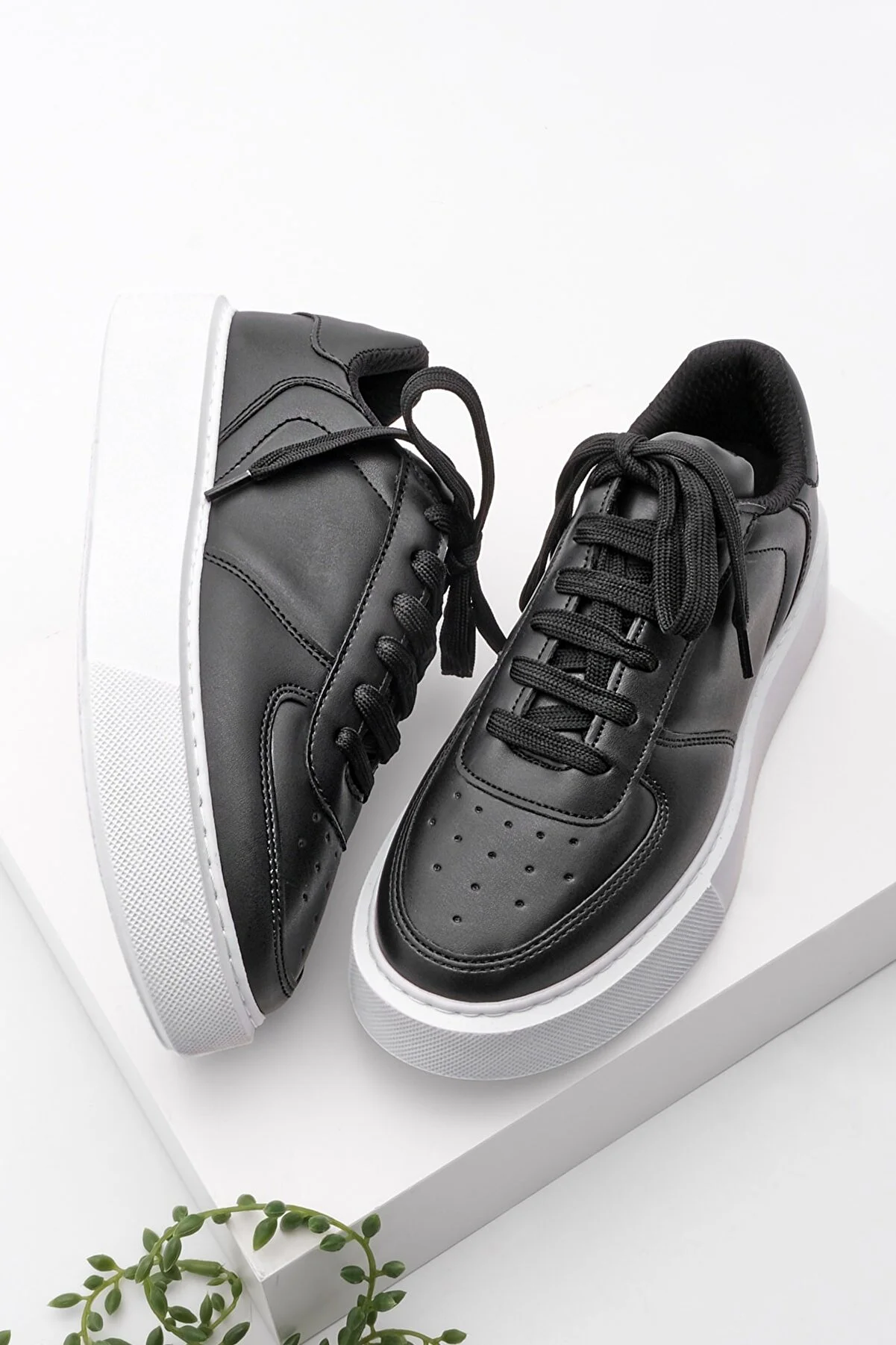 Marjin  Damen Sneaker High Sole Schnürschuhe Sportschuhe Azin schwarz