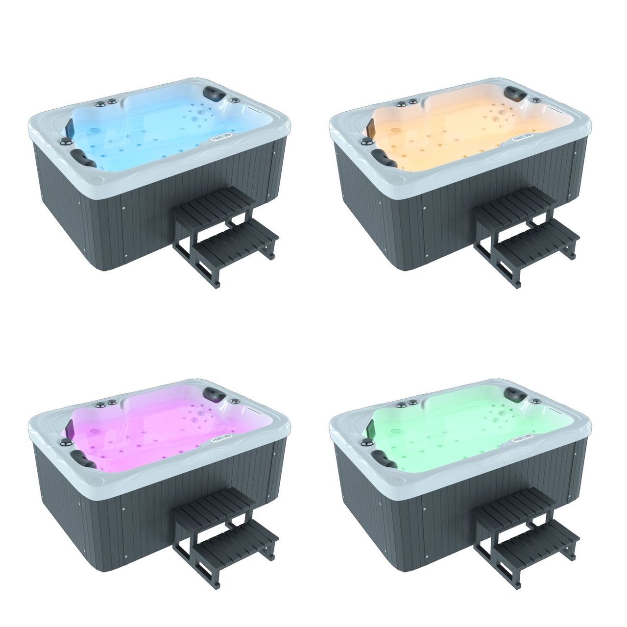 TroniTechnik Outdoor Whirlpool LEVANZO inkl. Heizung, Hydromassage, Farblicht, 190x135cm 450 Liter