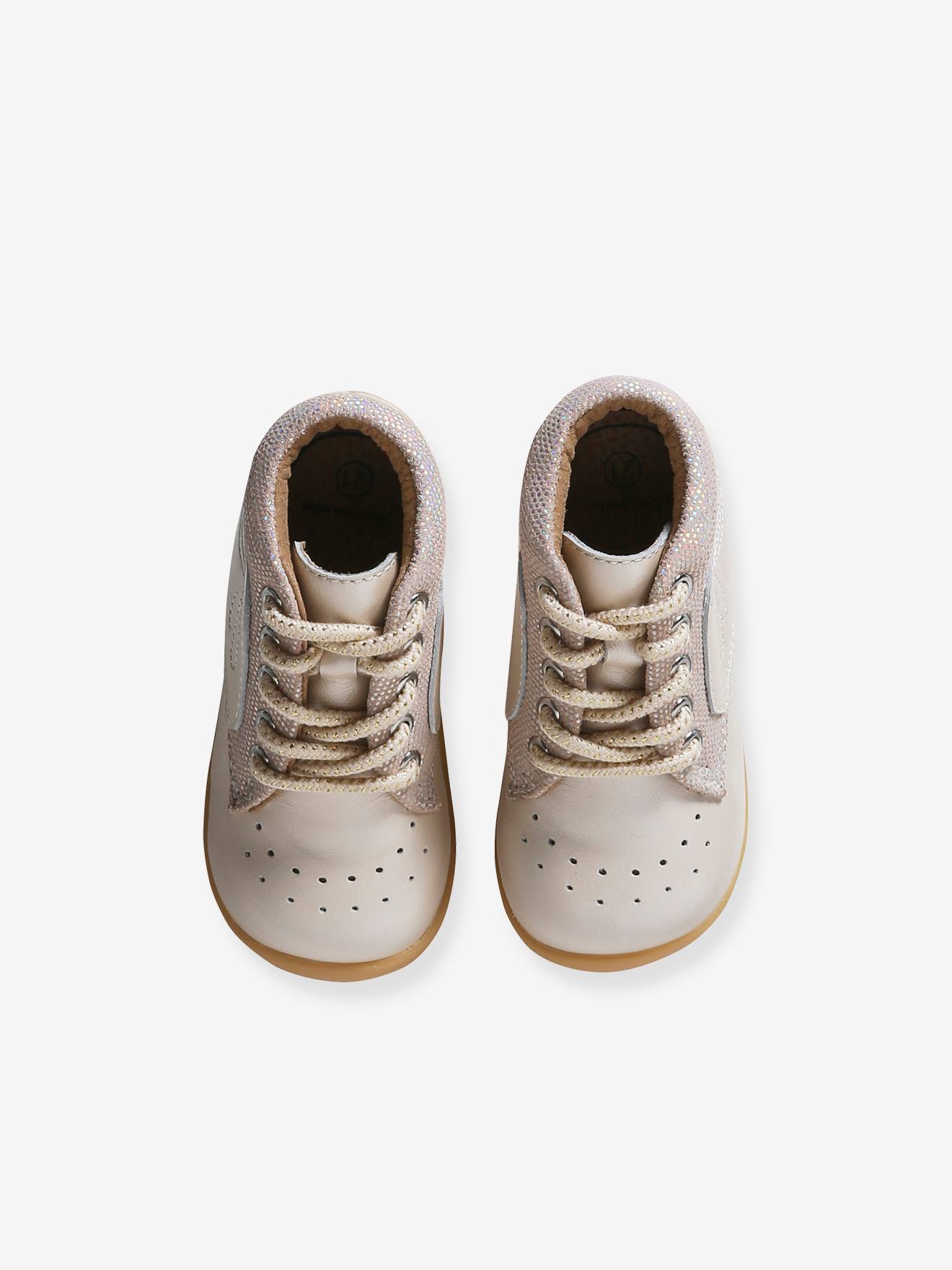 Vertbaudet Baby Lauflern-Boots - beige glanzeffekt