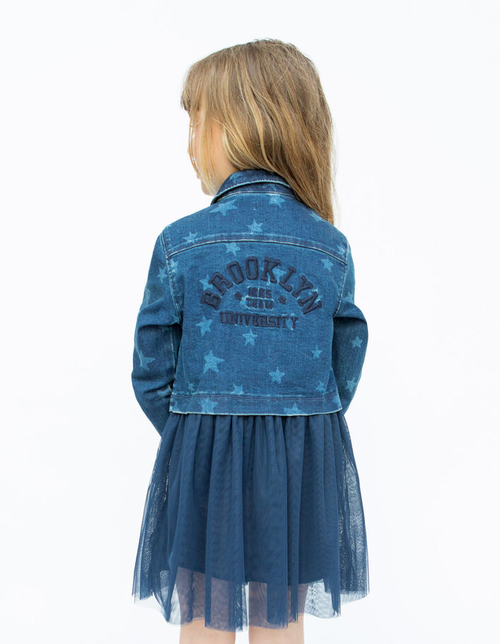 Robe-tutu marine bi matière fille