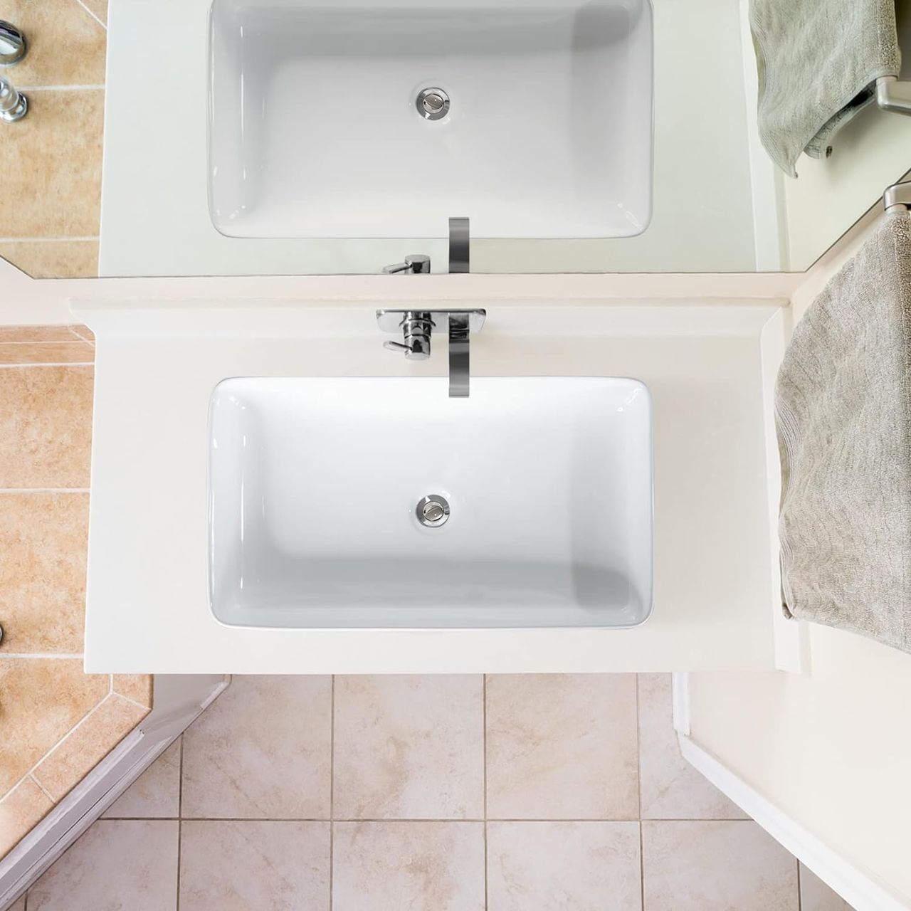 Costway 60x35cm Waschbecken mit Pop-up-Ablauf