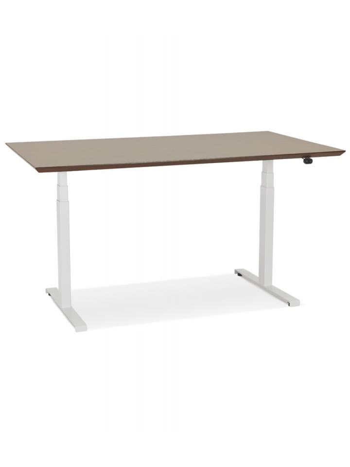 KADIMA DESIGN Elektrischer Sitz Steh Schreibtisch Holz Metall | Modern in Braun-Weiß günstig kaufen
