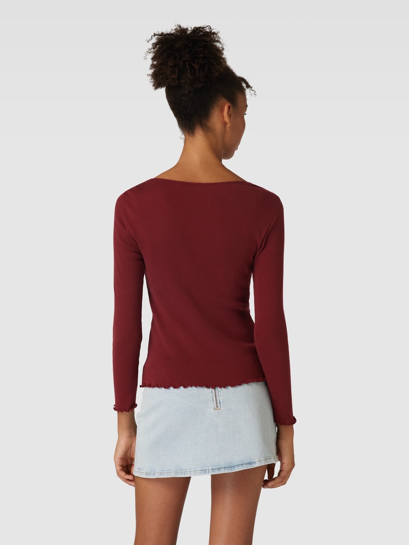 Longsleeve mit kurzer Knopfleiste Modell 'HENLEY' in rostrot