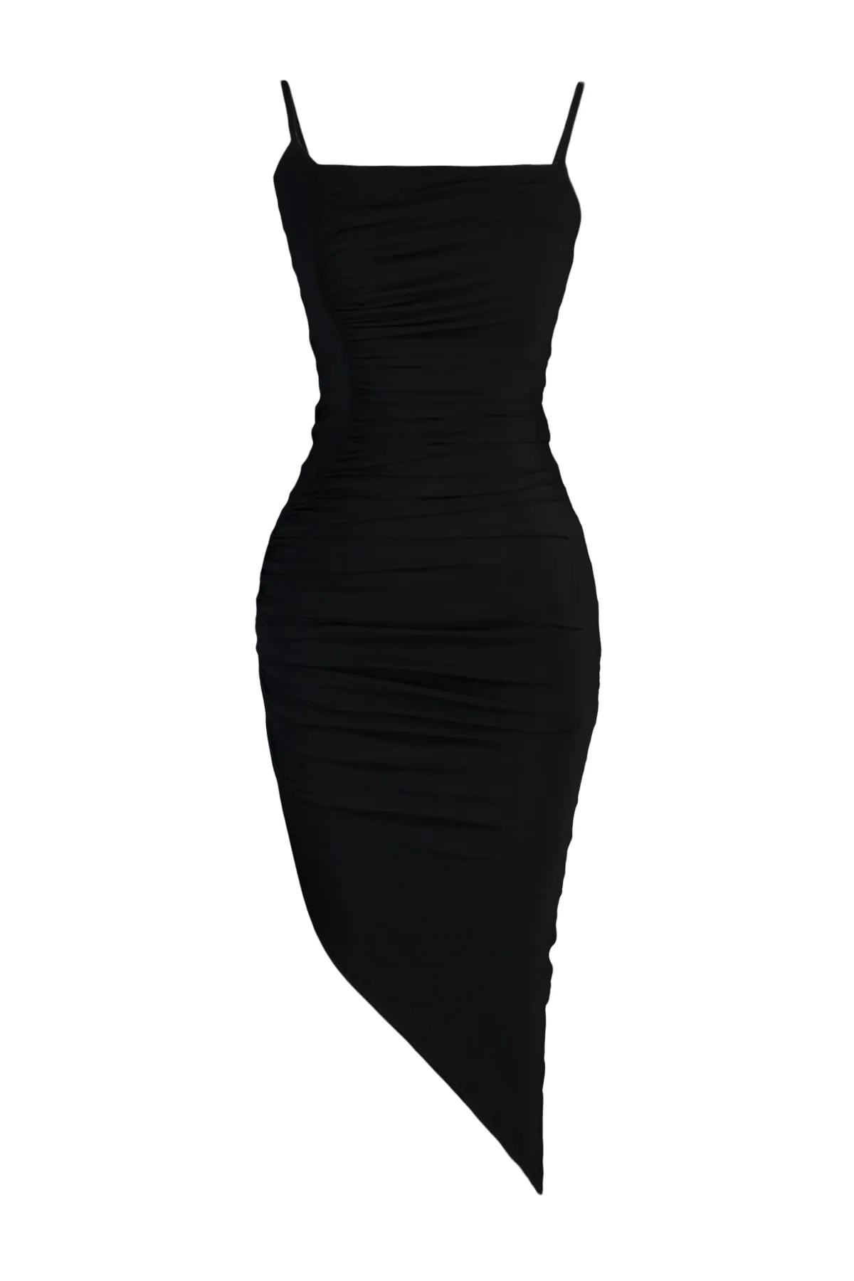 Trendyol Collection  Schwarzes, gerafftes, gestricktes, elegantes Abendkleid TPRSS22EL1757