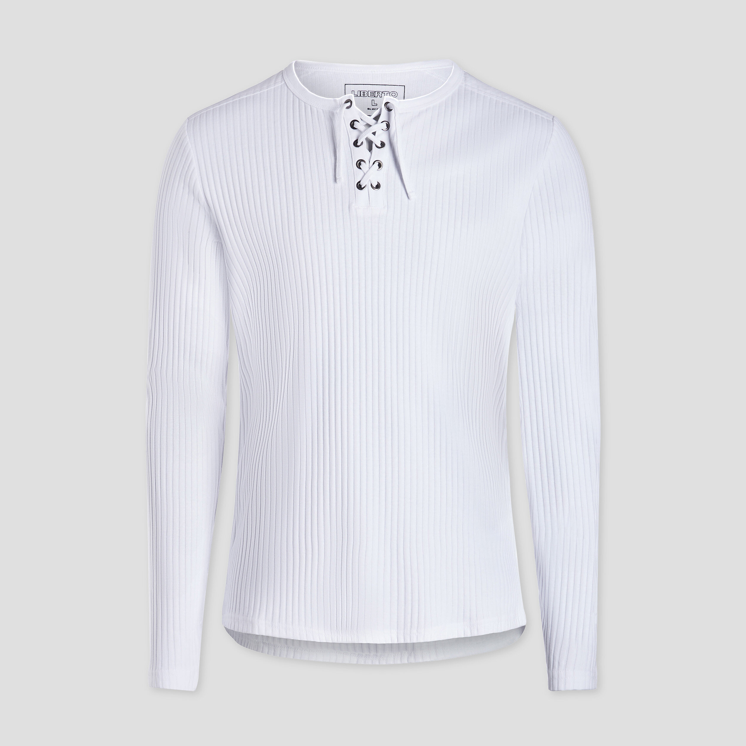 T-shirt ajusté manches longues côtelé blanc homme | La Halle