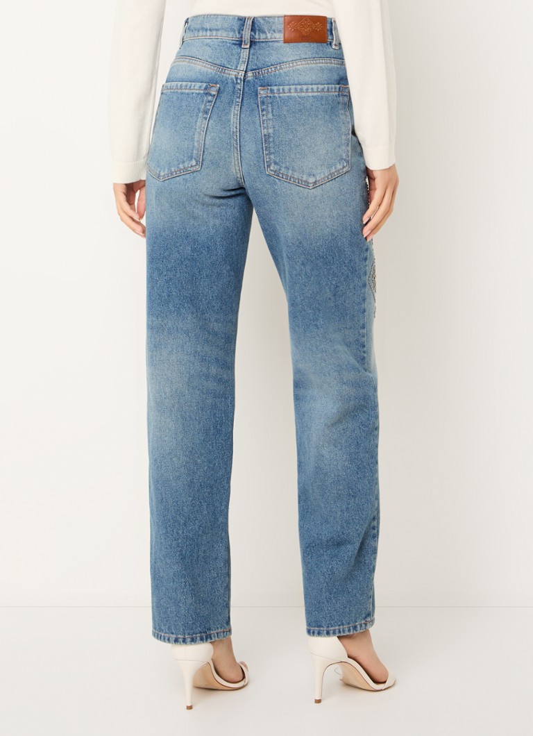 Jean MaxMara Gatti taille haute, coupe droite, orné de clous et délavé moyen