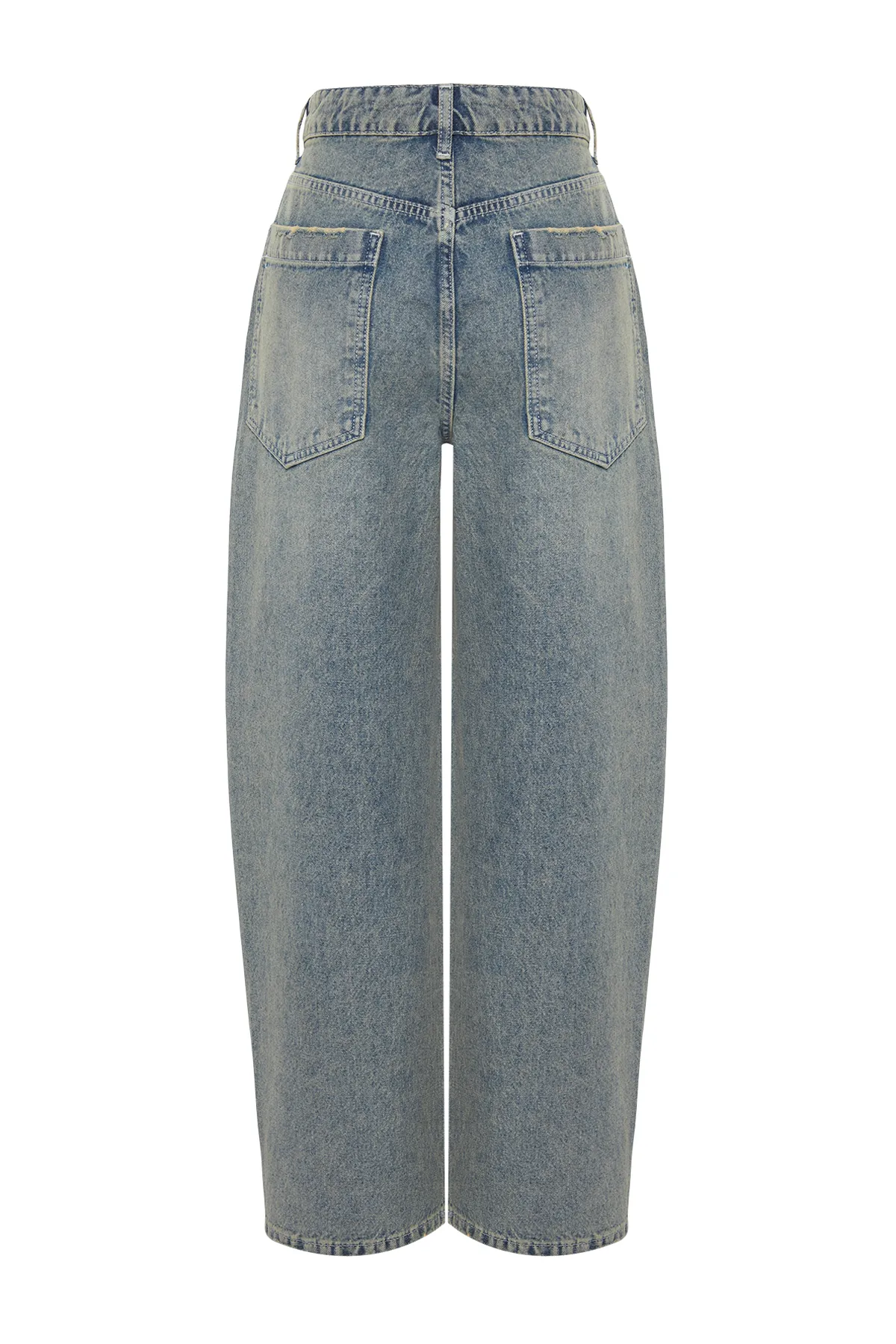 Trendyol Collection  Blau, nachhaltiger, blasser Effekt, Vintage-Stil, niedrige Taille, weites Bein TWOSS24JE00147
