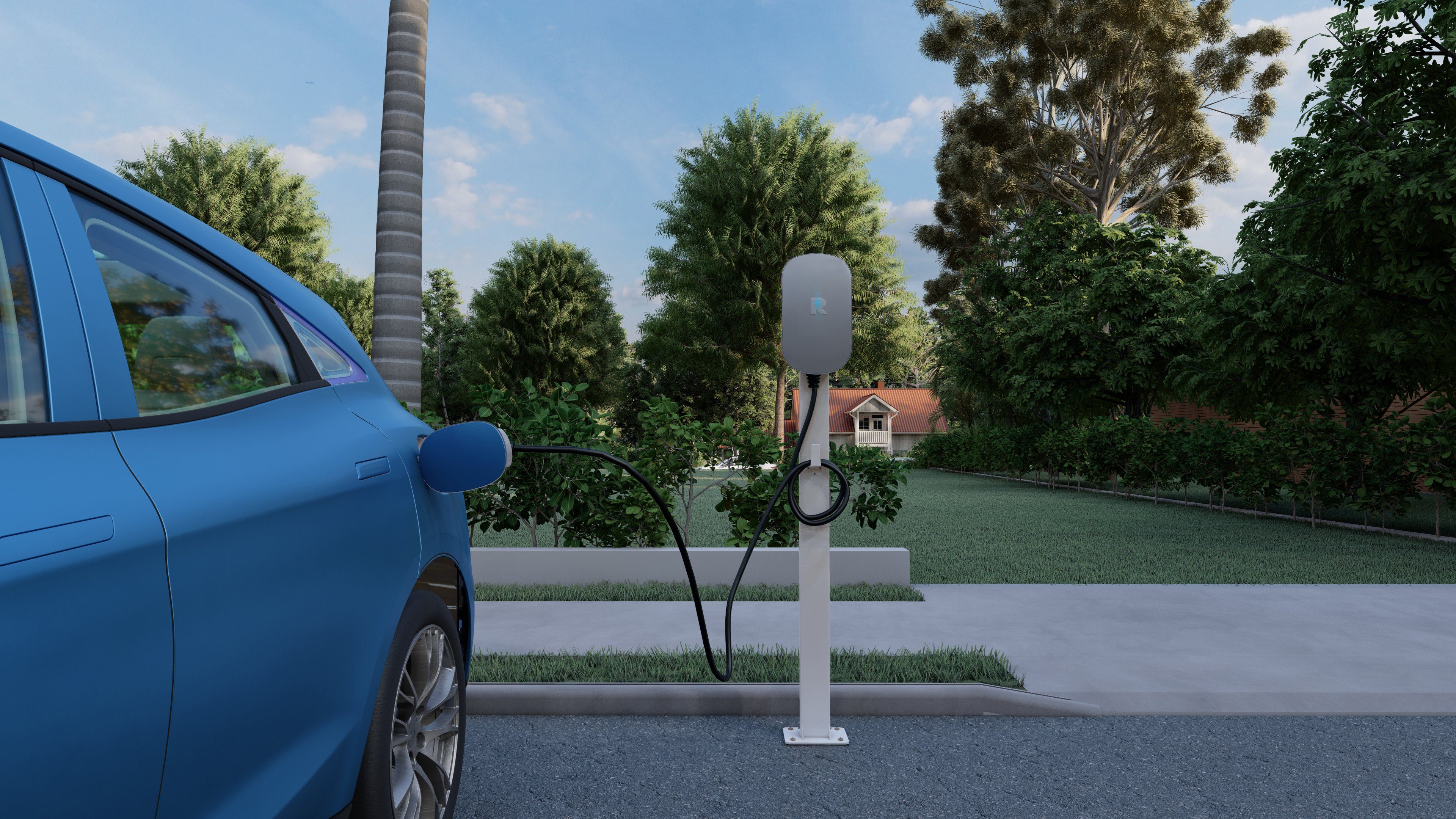 Spark stationär Elektroauto-Ladestation Revolution Wallbox mit 5m Kabel-mehrere Verwaltungsmodi-RFID-WIFI, 3-phasig, Komplett Set, mit Typ2 Ladekabel von 5m