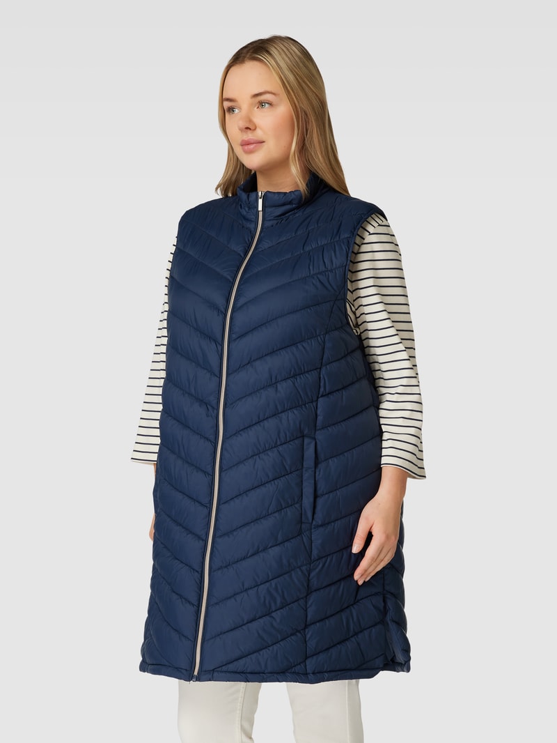 PLUS SIZE Steppweste mit Stehkragen Modell 'Padding' in marineblau