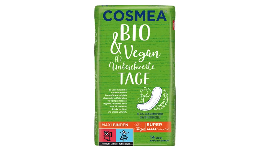 Cosmea® Comfort BIO Maxi Binden, VEGAN, Super ohne Duft, 14 Stück