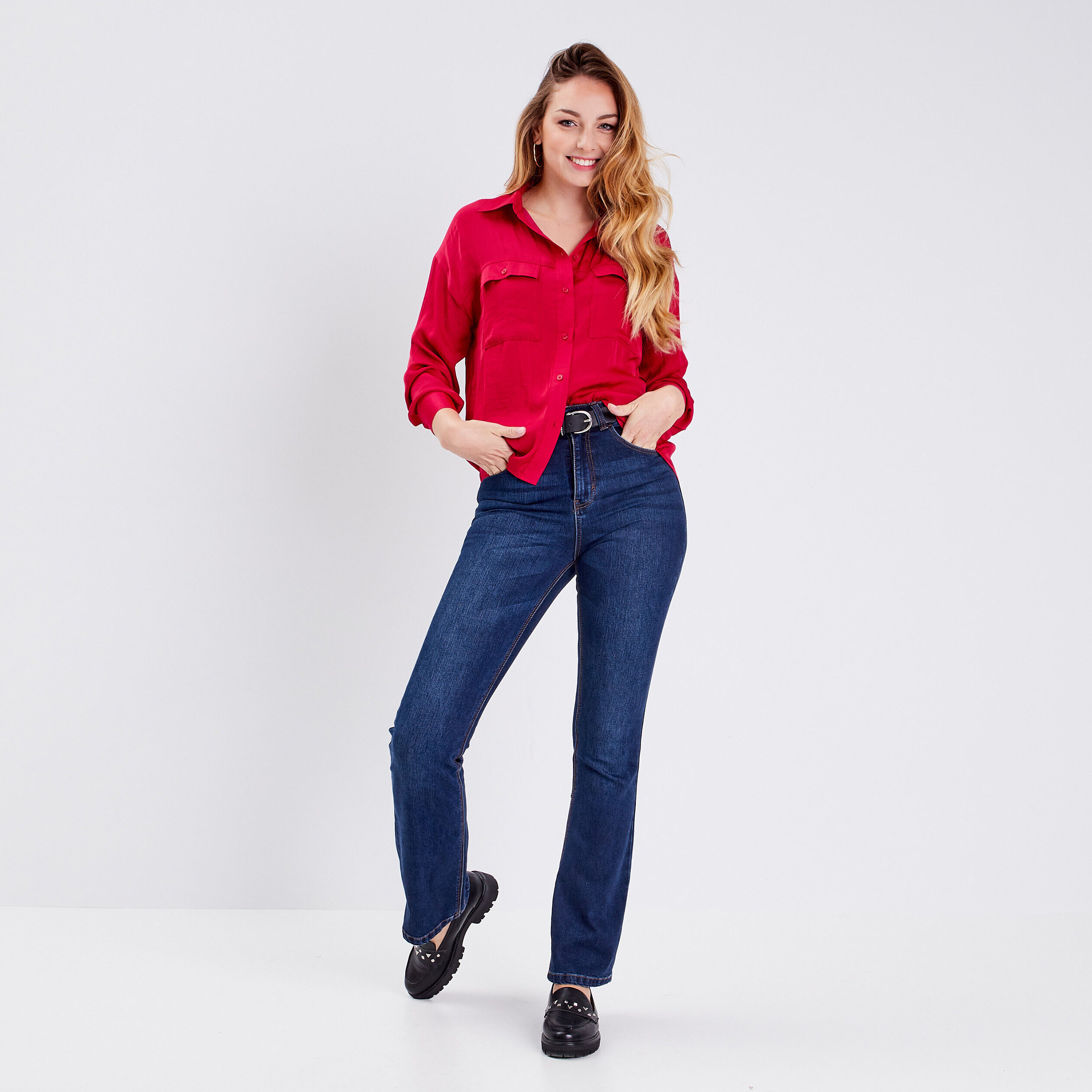Chemise manches longues rouge clair femme | Cache Cache