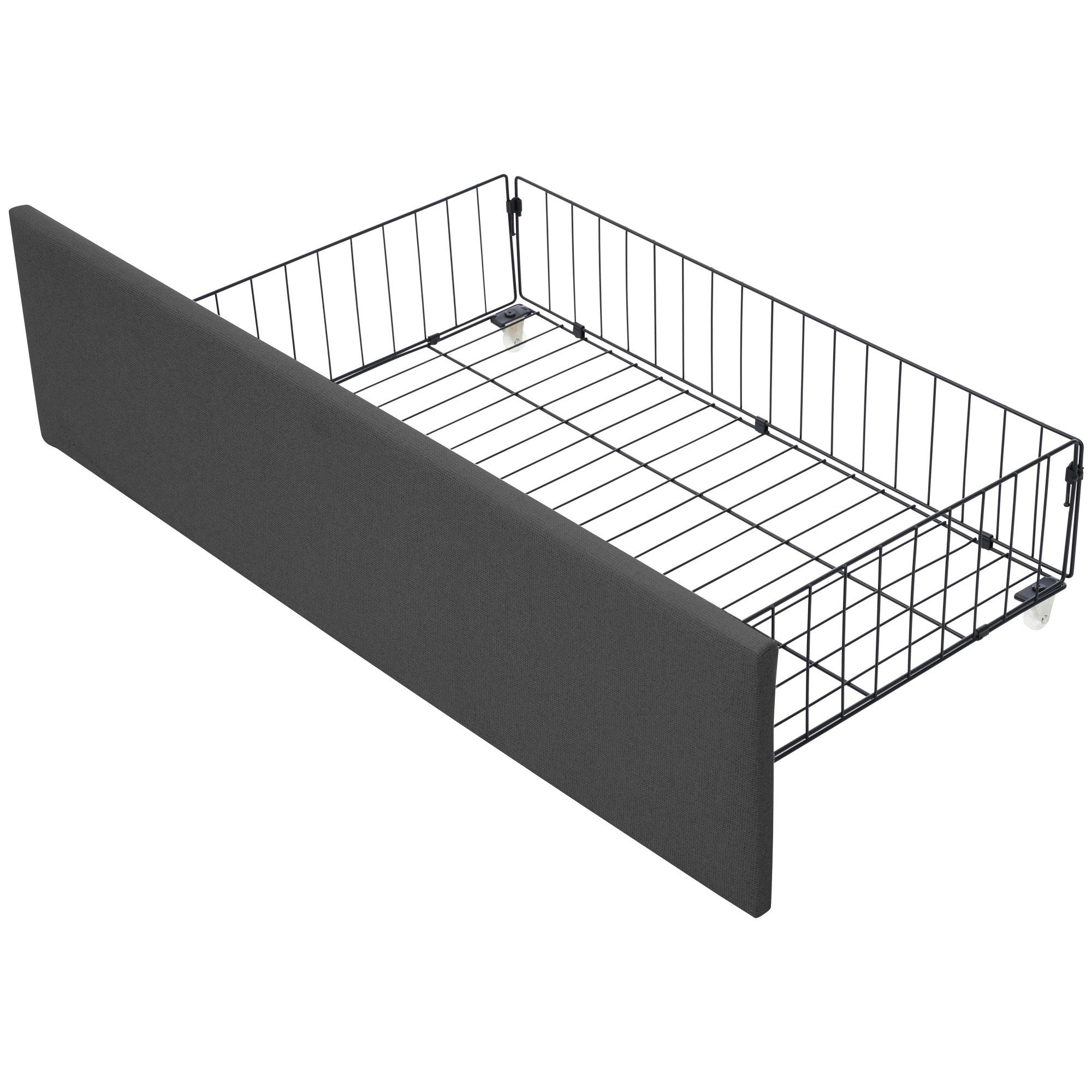 HAUSS SPLOE Polsterbett Polsterbett Doppelbett Funktionsbett Bettrahmen mit Schubladen, Doppelbett 140x200cm Lattenrost aus Holz, Grau(Ohne Matratze)