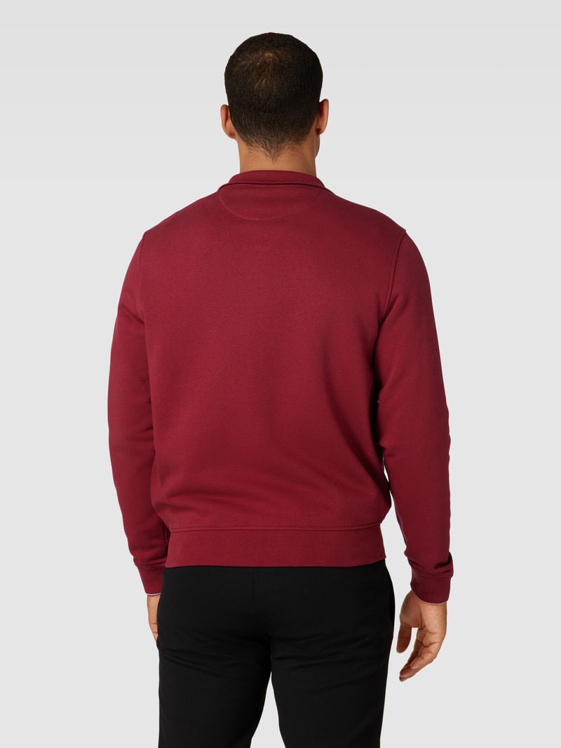Sweatjacke mit Stehkragen in bordeaux rot