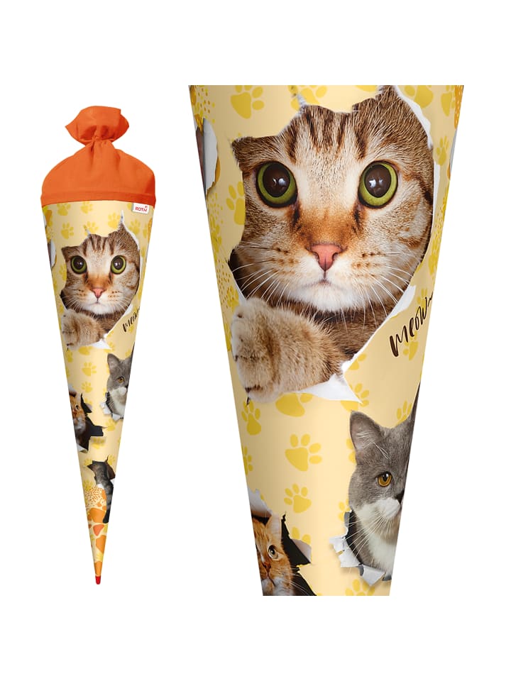 ROTH Schultüte groß Katzenparty 70 cm in Orange günstig kaufen onesize