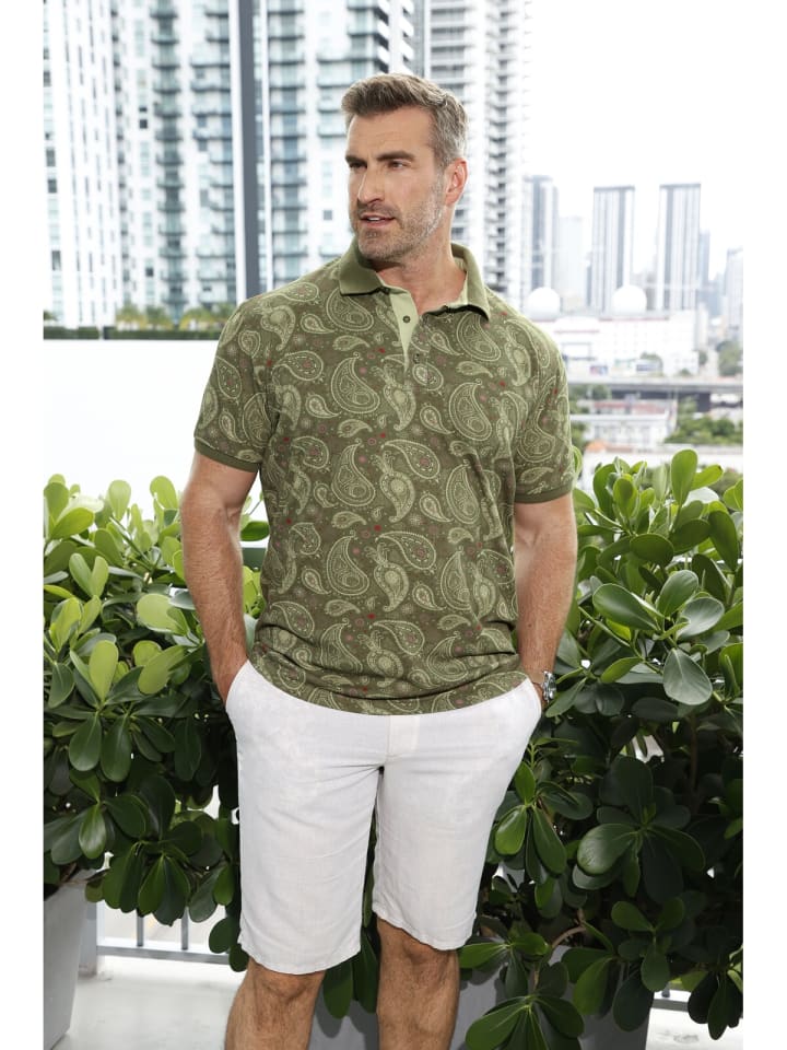 Charles Colby Poloshirt EARL SUITBERT in khaki gemustert günstig kaufen