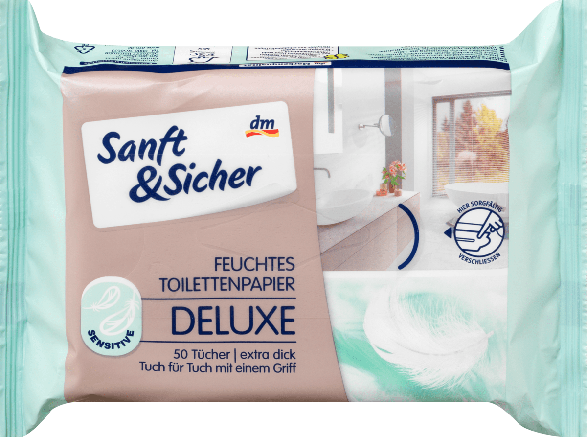 Feuchtes Toilettenpapier Deluxe Sensitive, 50 St