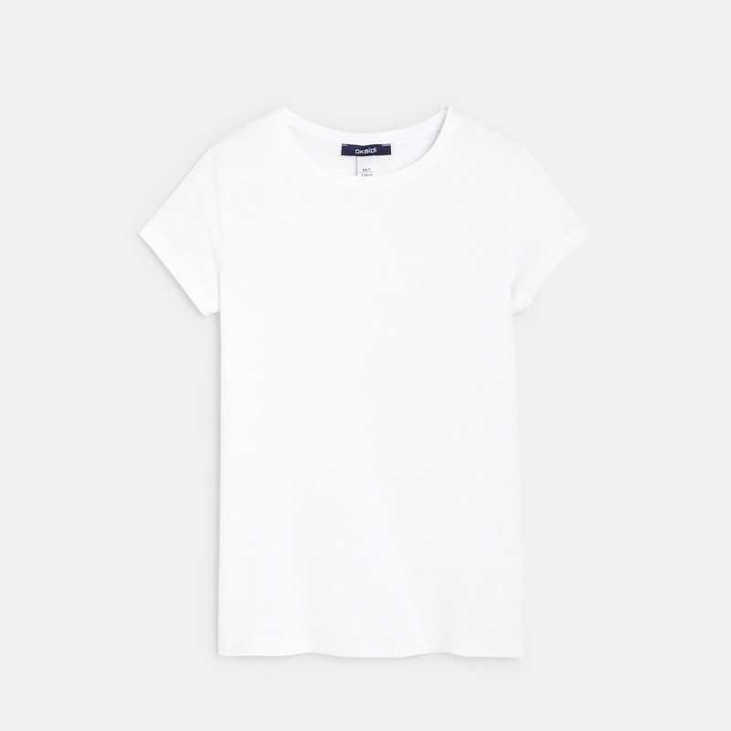 T-shirt manches courtes uni blanc fille