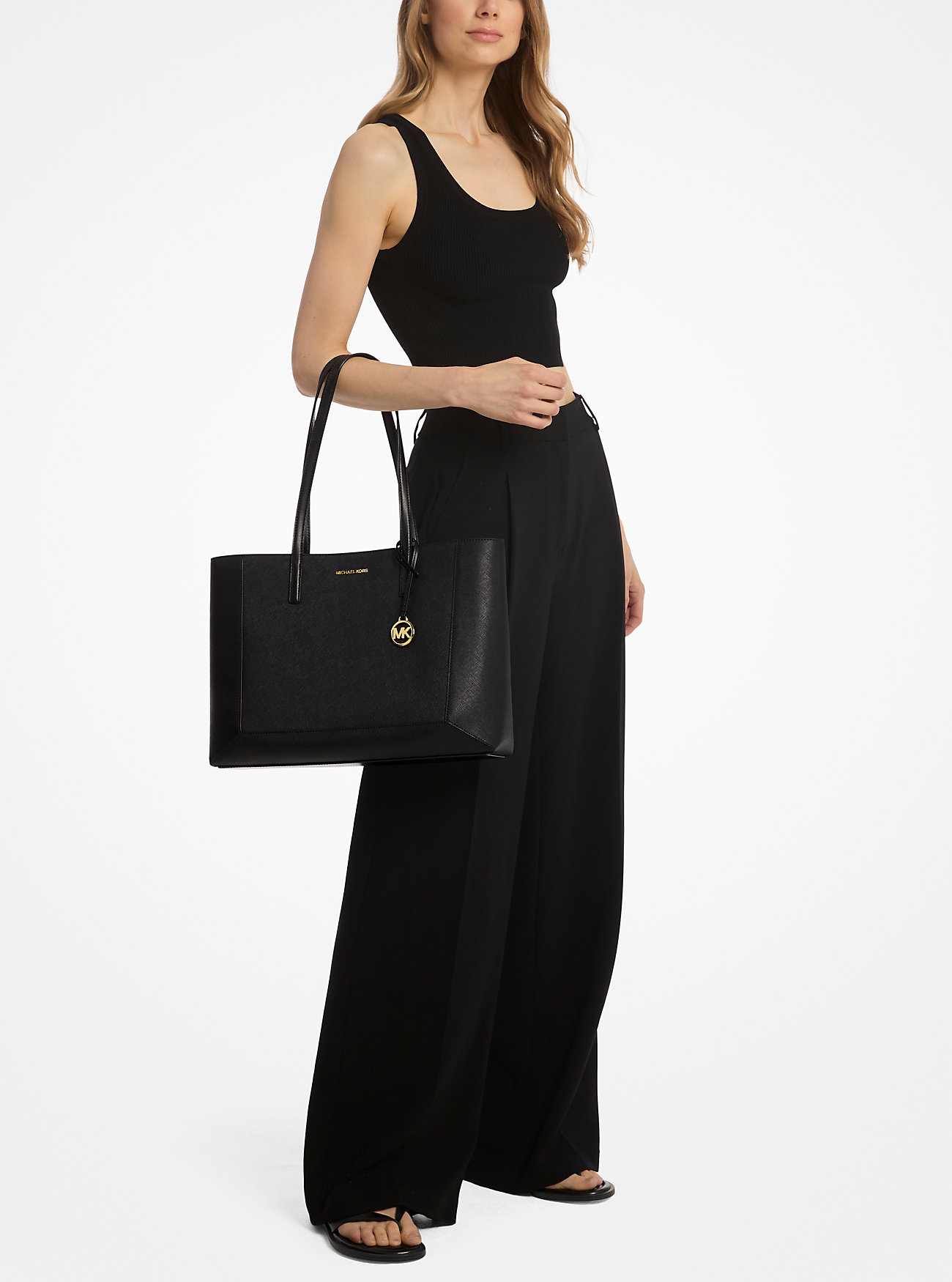 Borsa tote grande Sallie in pelle Saffiano - NERA
