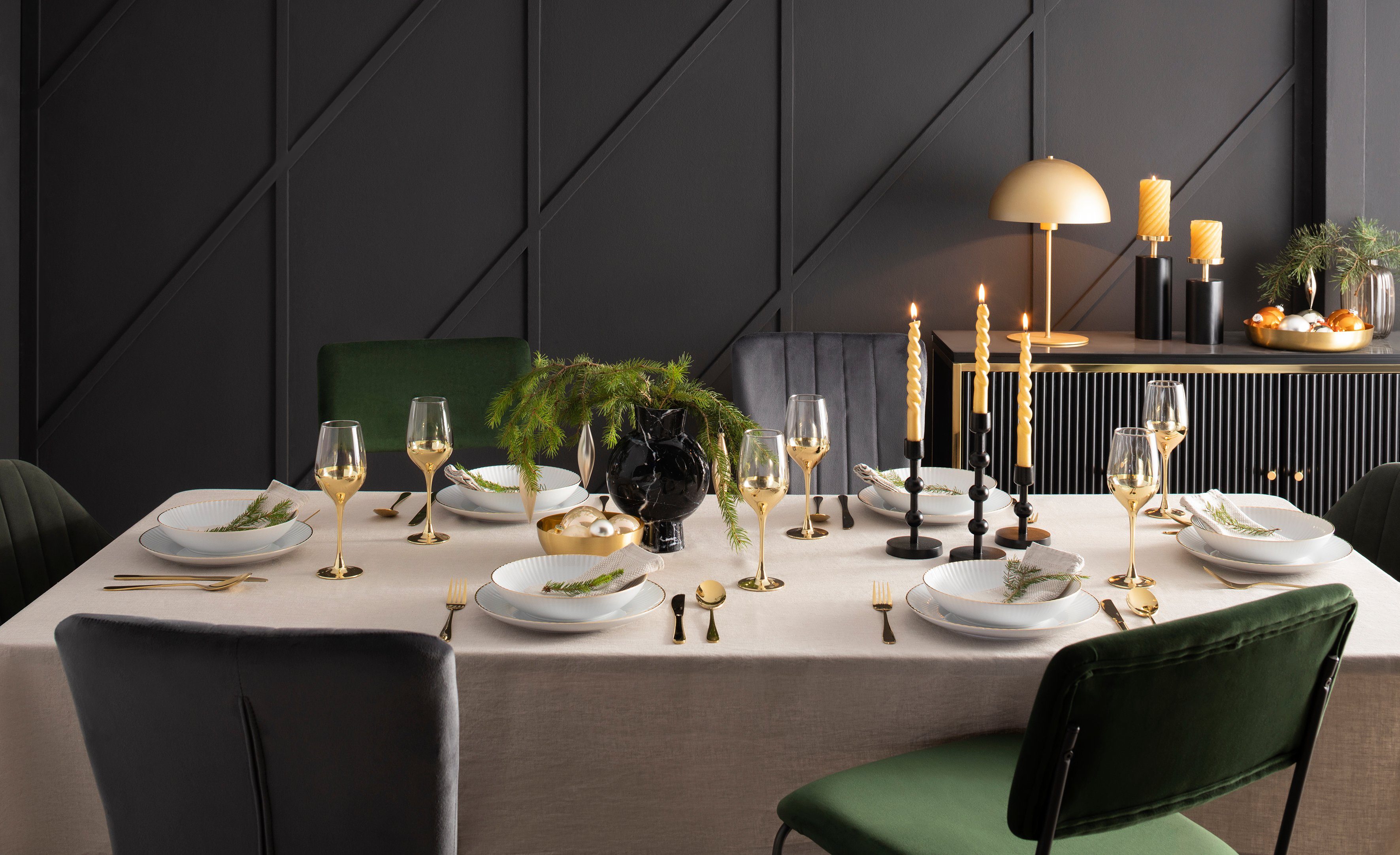 Leonique Besteck-Set Clementine, 30-teilig, Edelstahl 18/10 mit PVD Beschichtung