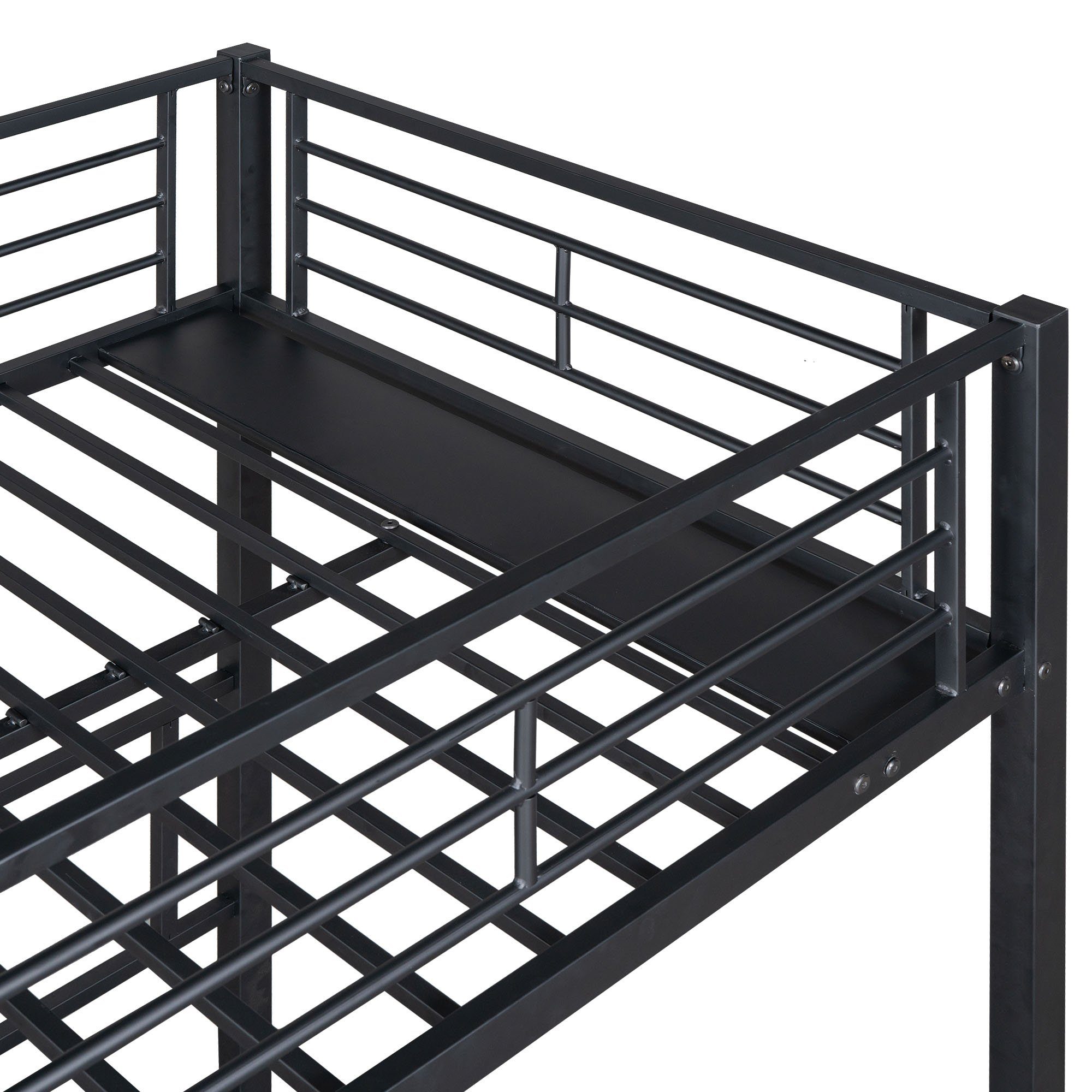 Flieks Etagenbett, Dreierbett Kinderbett Metallbett mit Leiter 90x200cm*3
